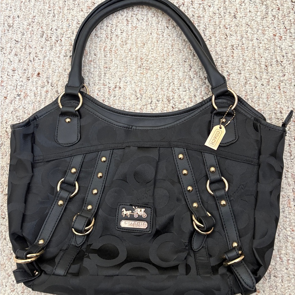 Coach Black Embossed Shoulder Bag